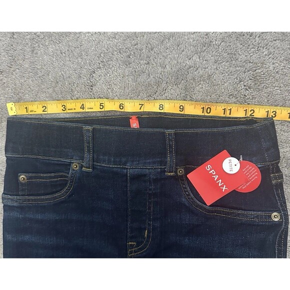 Spanx Flare Jeans XS Petite Midnight Shade Dark Wash Pull On Shaping High Rise - Picture 11 of 12